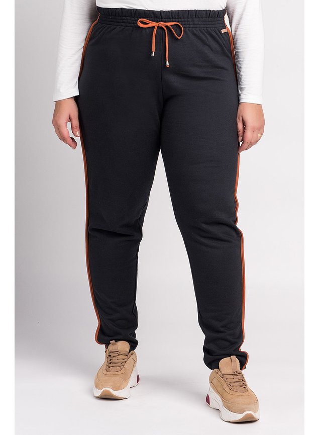 0585240 calca feminina plus size moleton peluciado filetes cores contrastantes cereja rosa 10