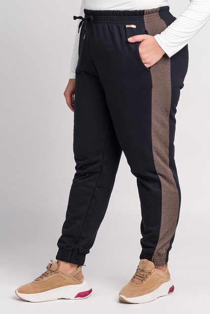 0585241 calca feminina plus size moleton peluciado faixas contrastantes bolsos frente cereja rosa 7