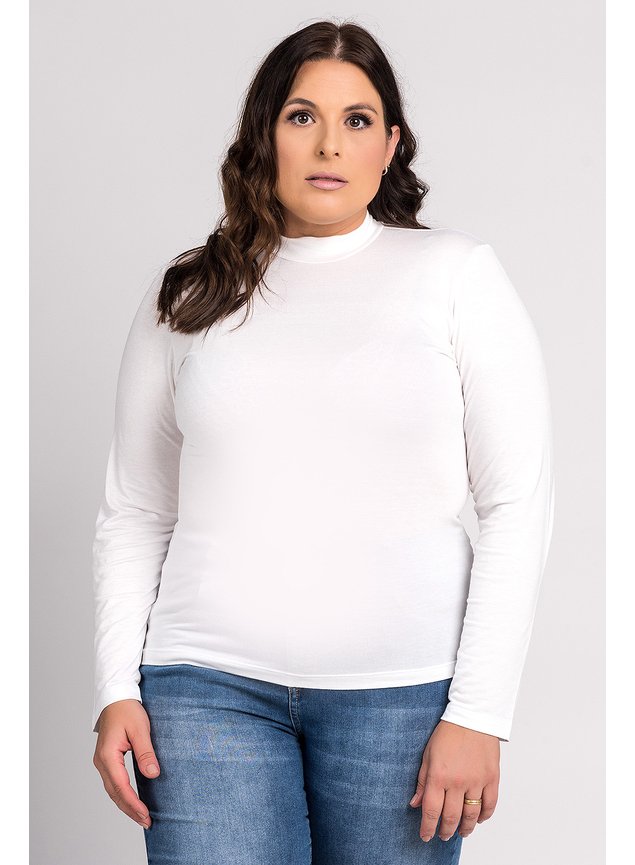 kib2150 blusa feminina plus size manga longa visco gola alta ki beleza