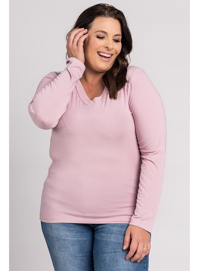 2152 blusa feminina manga longa plus size visco gola v ki beleza 2