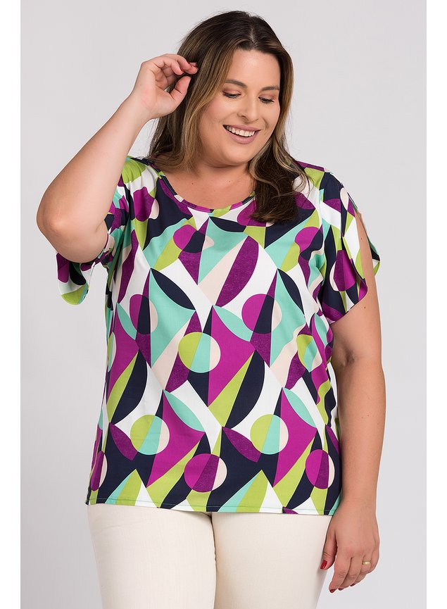 and2696 blusa feminina plus size estampada transpasse mangas anade