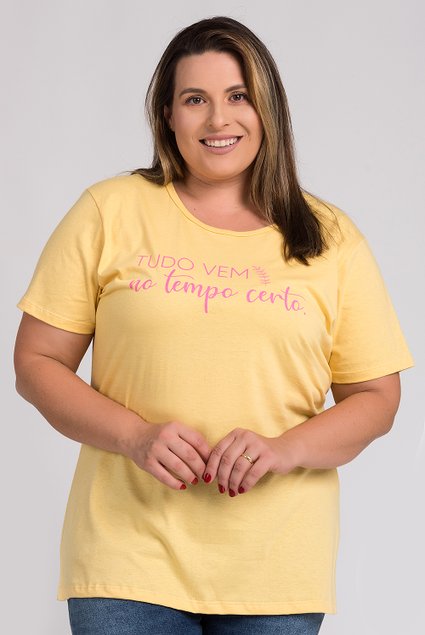 2728 t shirt feminina plus size estampada tudo vem no tempo certo serena