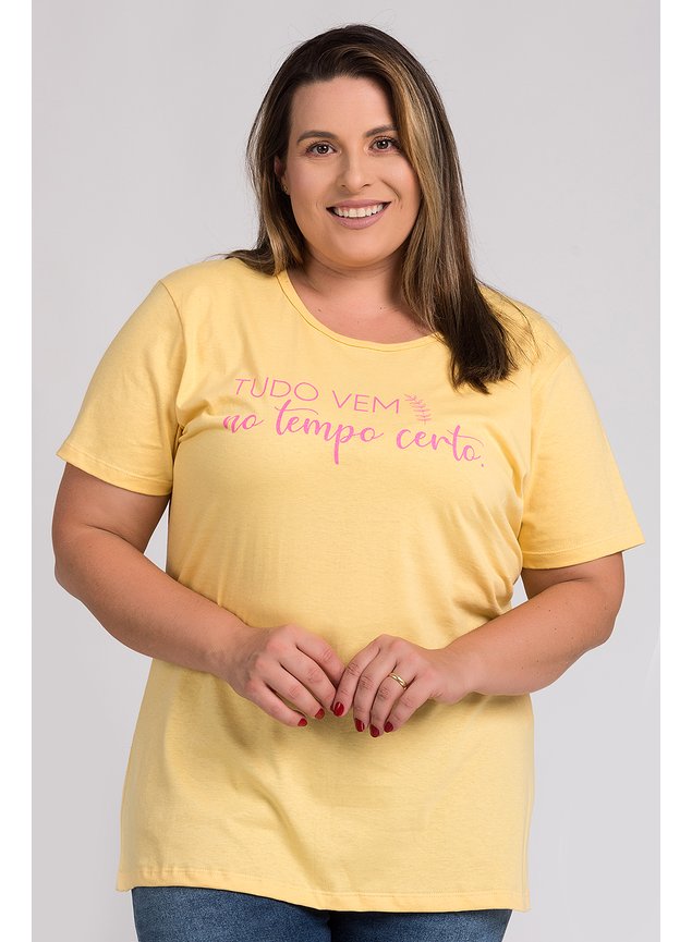 2728 t shirt feminina plus size estampada tudo vem no tempo certo serena