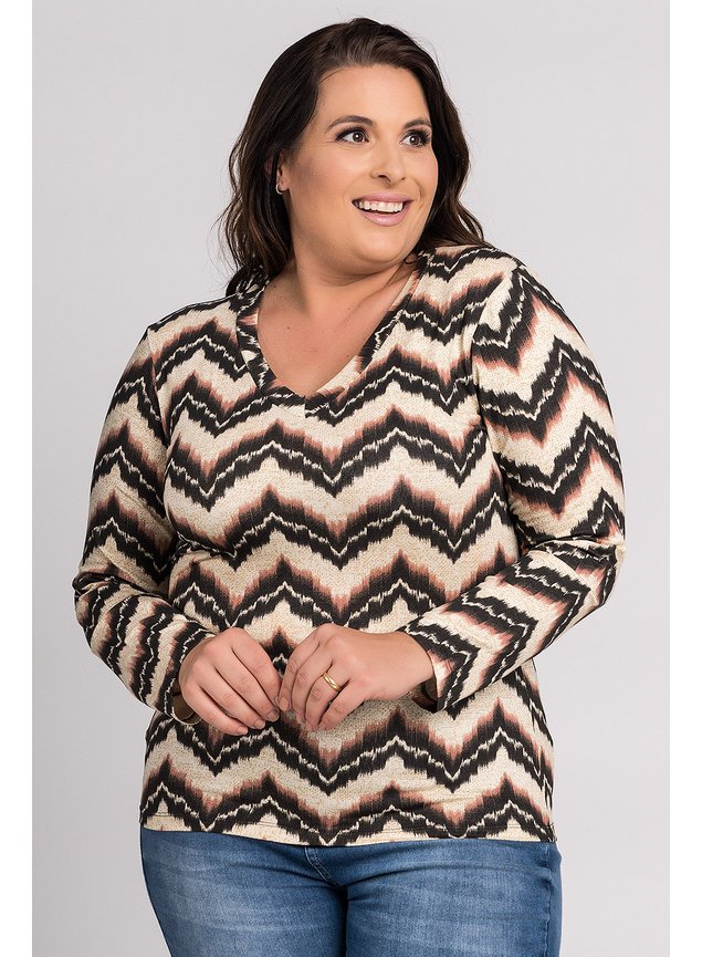 2358 blusa feminina manga longa plus size visco gola v estampada ki beleza 6