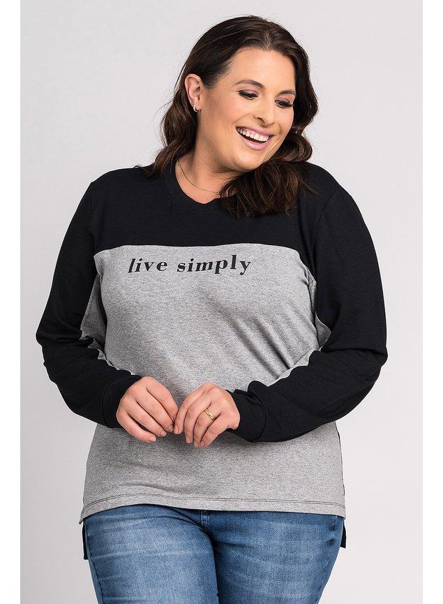 Blusa Feminina Plus Size Manga Longa Estampada 