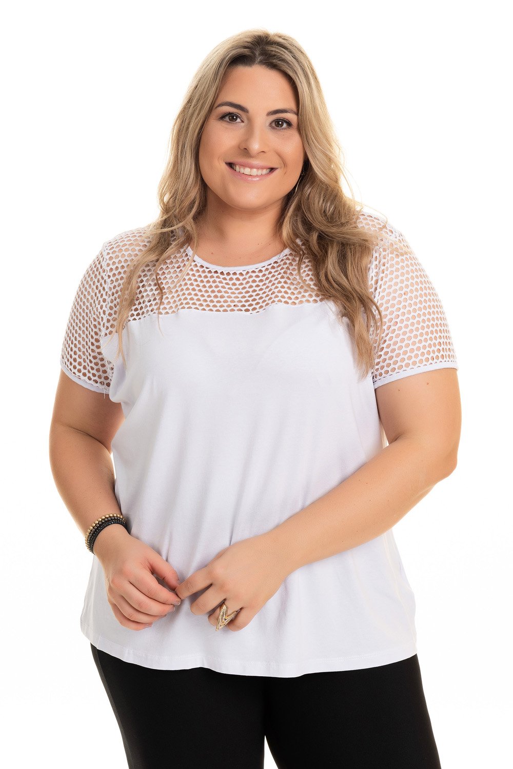 Blusa branca feminina fashion plus size