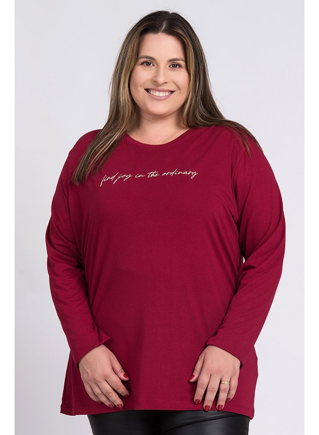 2734 blusa feminina plus size manga longa visco estampada find joy in the ordinary serena