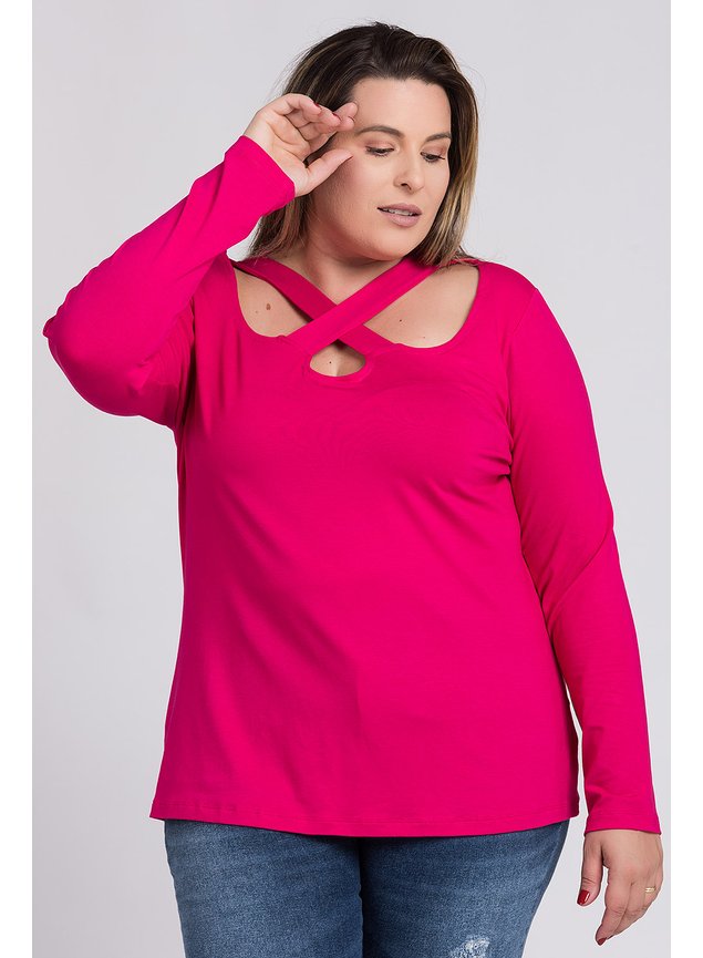 2710 blusa feminina manga longa plus size visco transpassado gola serena 6