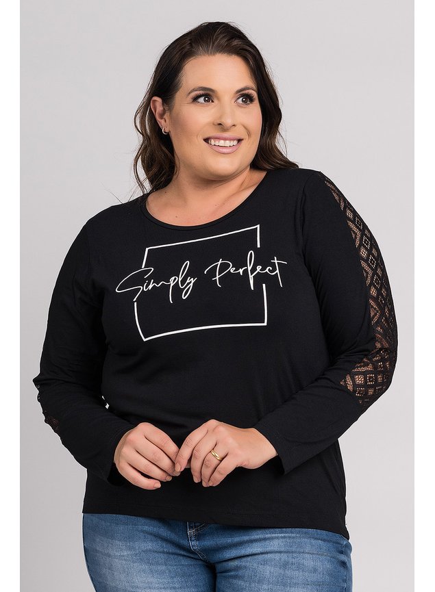 tic1695 blusa feminina plus size visco estampada renda mangas tic tac confeccoes 2