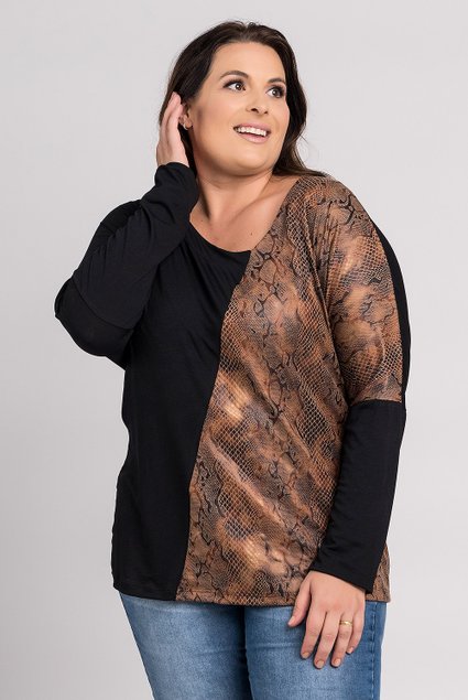 2711 blusa feminina manga longa morcego plus size visco detalhe animal print serena 6