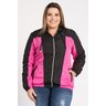 2706 jaqueta feminina plus size corta vento capuz fechamento ziper bicolor serena