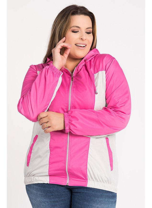 2706 jaqueta feminina plus size corta vento capuz fechamento ziper bicolor serena 10
