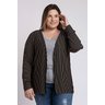 kib2366 cardigan feminino plus size listrado aberto ki beleza