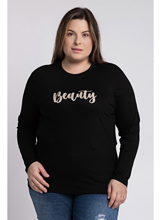 c2616 blusa feminina manga longa em malha visco com aplique beauty 7
