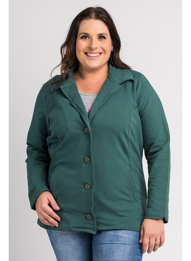 2282 casaco feminino plus size molecotton fechamento botoes serena