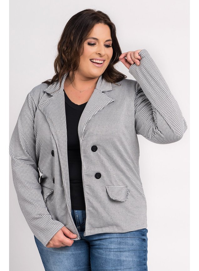 2170 casaco feminino plus size malha jacquard ki beleza