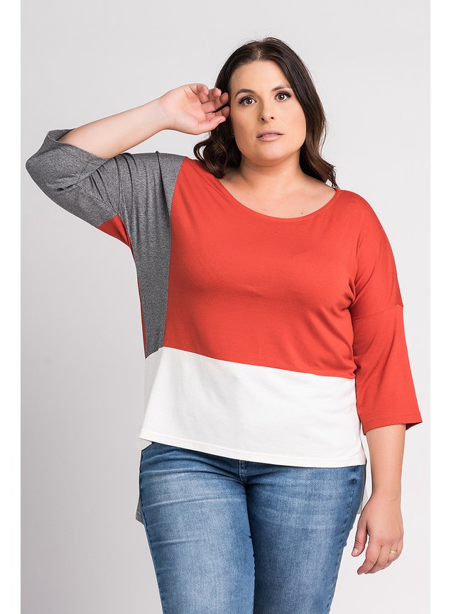 101431 blusa feminina plus size manga morcego 34 recortes cores contrastantes mullet lepoque 2