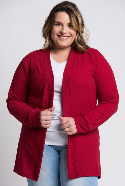 2725 cardigan feminino plus size ribana larga serena