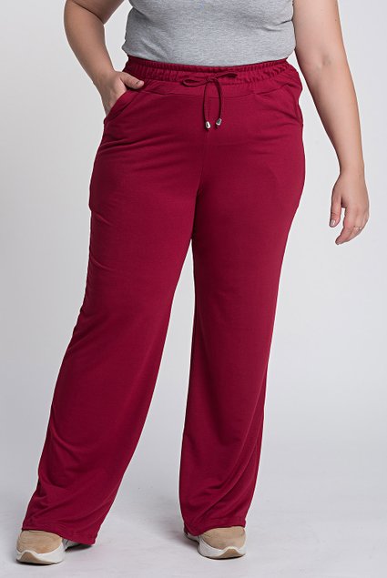 2718 2749 calca feminina plus size pantalona moletinho bolsos serena