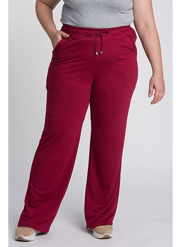 2718 2749 calca feminina plus size pantalona moletinho bolsos serena