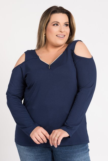 2721 blusa feminina plus size vazado ombros ziper abaixo gola serena 5