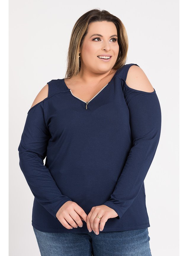 2721 blusa feminina plus size vazado ombros ziper abaixo gola serena 5