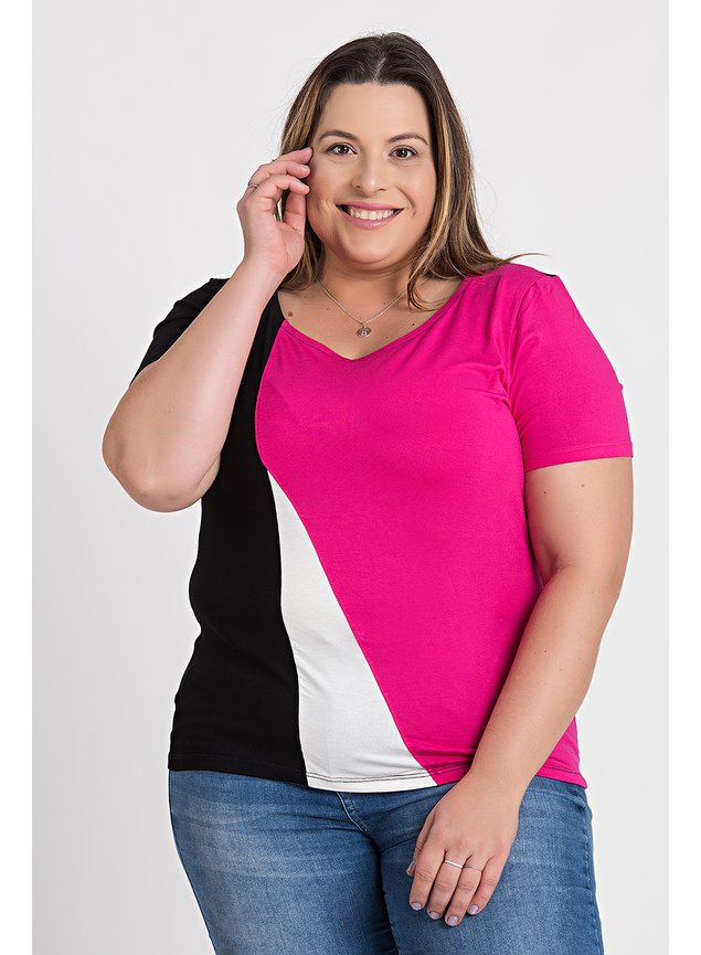 lep101492 blusa feminina plus size visco cores contrastantes lepoque