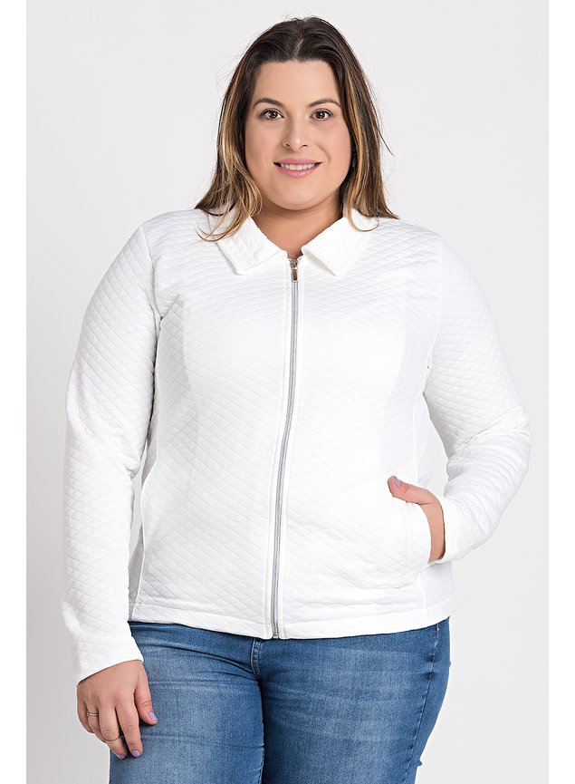 2758 jaqueta plus size feminina matelasse fechamento ziper bolsos serena