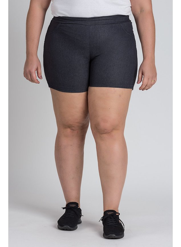 1701 bermuda feminina plus size sarja cos elastico atras serena