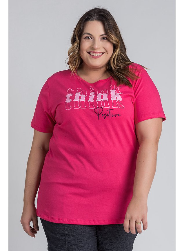 2767 t shirt feminina plus size estampada think positive serena