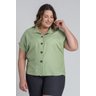 blusa feminina plus size viscose linho fechamento botoes cereja rosa 5