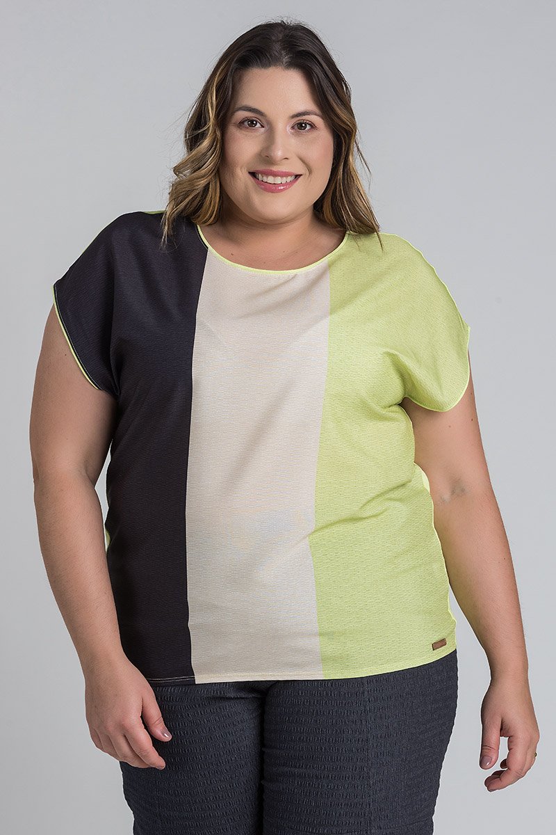 Blusa Feminina Plus Size Frente Sublimada Costas Visco - Cereja Rosa
