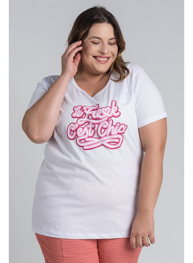 2766 t shirt feminina plus size malha algodao estampada le freak c est chic serena 3