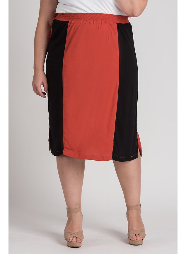 cer0585300 saia feminina plus size viscose elastano cores contrastantes cereja rosa