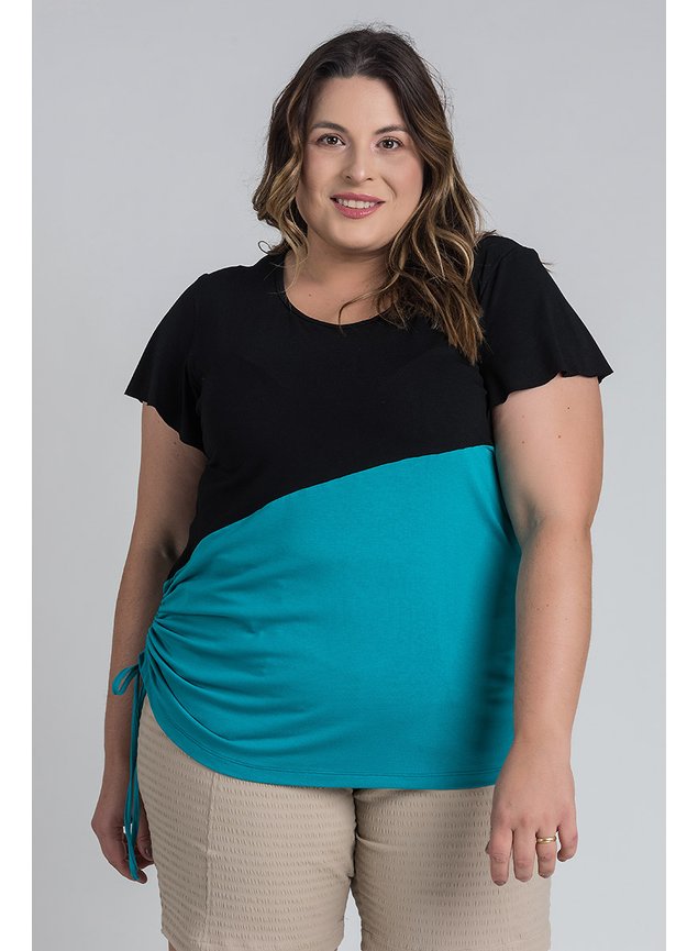 2770 2814 blusa feminina plus size visco bicolor detalhe lateral serena 2