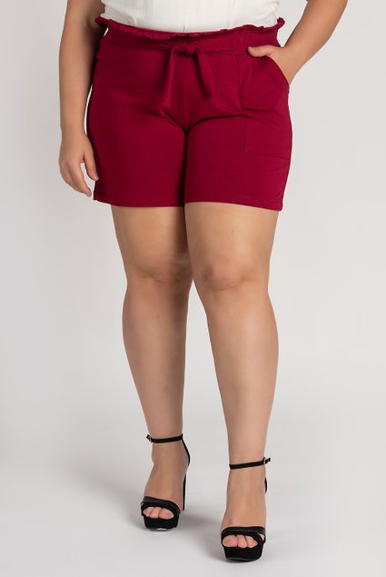 2790 bermuda feminina plus size moletinho cos largo detalhe amarracao babadinho bolsos frente serena 5