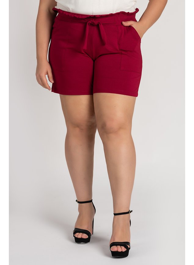 2790 bermuda feminina plus size moletinho cos largo detalhe amarracao babadinho bolsos frente serena 5