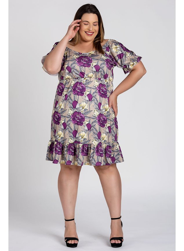 2788 vestido feminino plus size mangas bufante malha confort detalhes babado serena 6