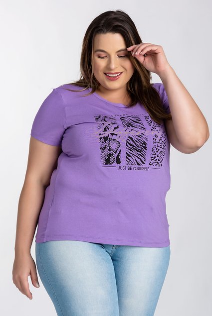 2827 blusa feminina plus size visco estampada animal print frase serena 3