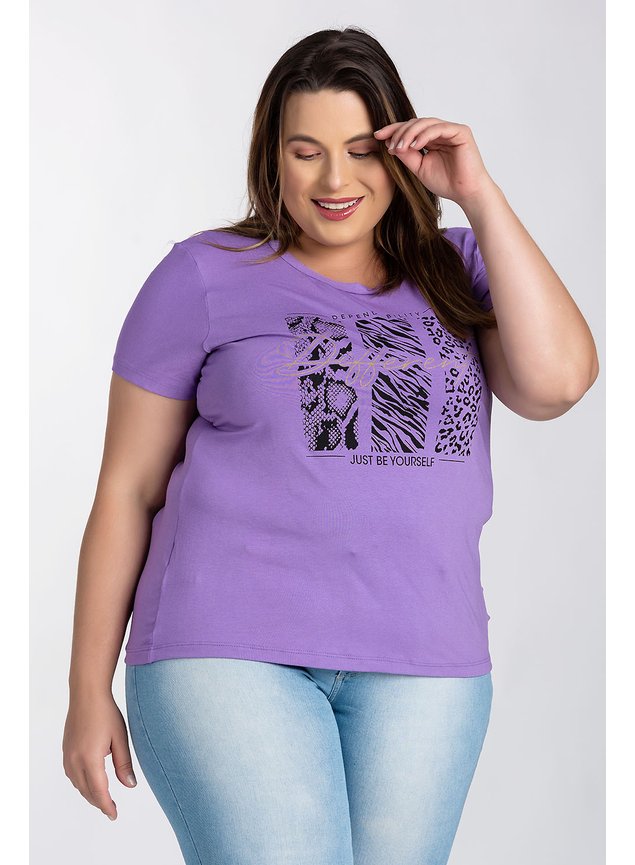 2827 blusa feminina plus size visco estampada animal print frase serena 3