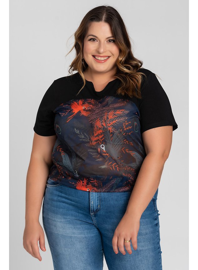 2800 blusa feminina plus size visco detalhe gola sublimada frente animal serena 7