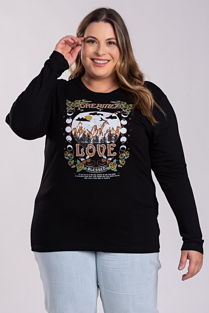 2885 blusa feminina manga longa plus size visco estampada dreamer love serena 11