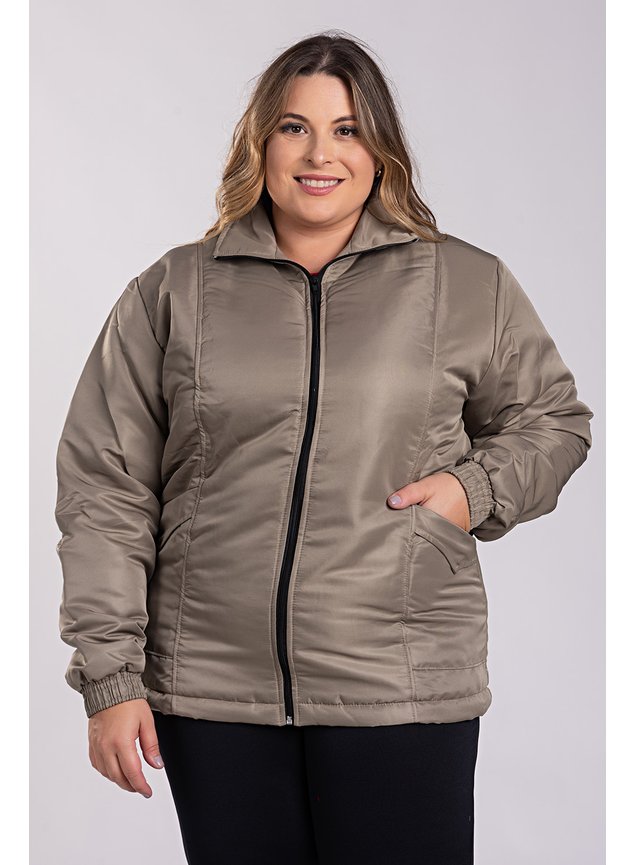 2532 2881 jaqueta feminina plus size microfibra forrada fechamento ziper serena