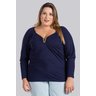 Blusa Feminina Plus Size em Malha de Viscose com Fivela Decote e Mangas Bufantes - Serena