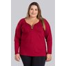 Blusa Feminina Plus Size em Malha de Viscose com Fivela Decote e Mangas Bufantes - Serena