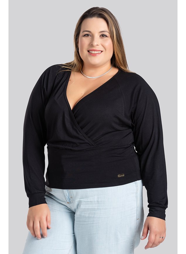 2848 cropped plus size transpassado frente decote v mangas morcego serena 14