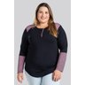 2852 blusa feminina plus size decote com botoes detalhes contrastantes gola mangas serena 2