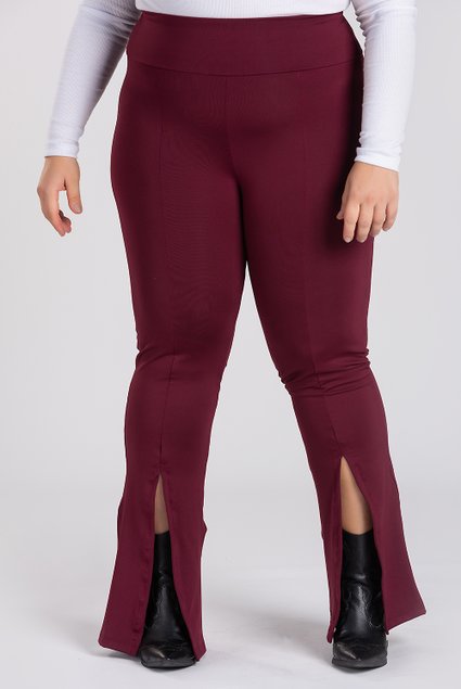 2863 calca feminina plus size montaria flare abertura frente cos alto largo serena