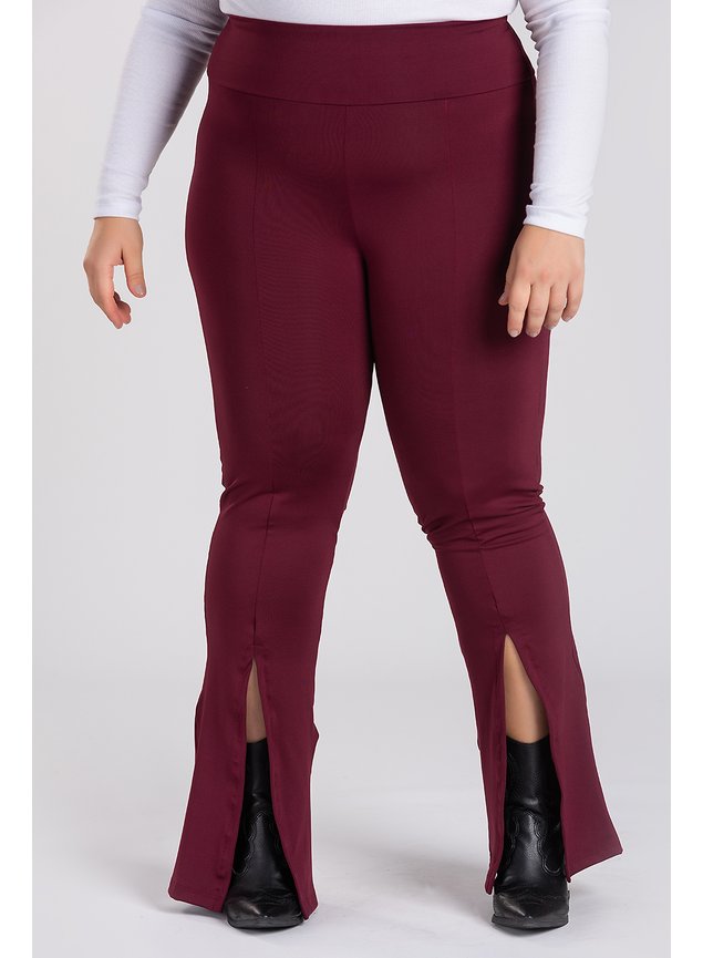 2863 calca feminina plus size montaria flare abertura frente cos alto largo serena