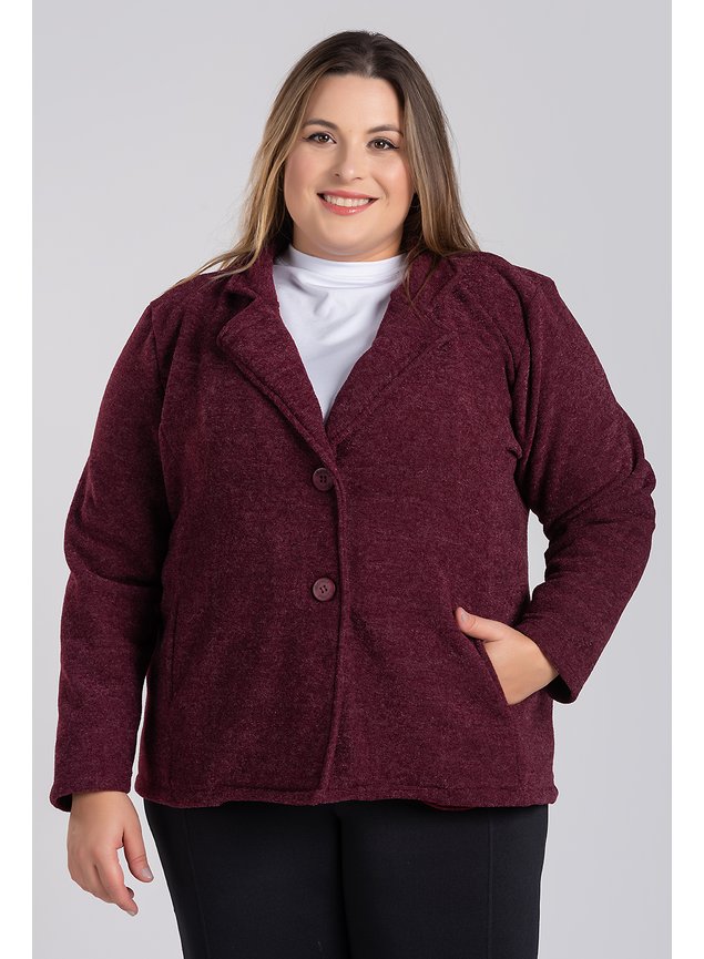 2841 blazer feminino plus size em boucle fechamento botoes bolsos frente serena 6